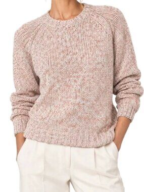 Brunello Cucinelli-New-Pink/White/Grey Chunky Knit Crewneck Sweater Sz-46,48,52